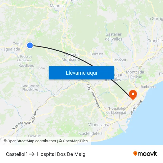 Castellolí to Hospital Dos De Maig map