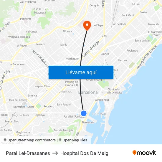 Paral·Lel-Drassanes to Hospital Dos De Maig map