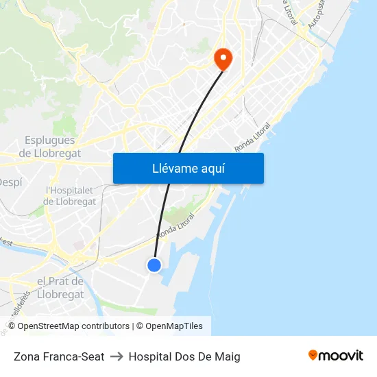 Zona Franca-Seat to Hospital Dos De Maig map