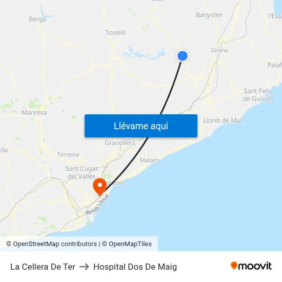 La Cellera De Ter to Hospital Dos De Maig map