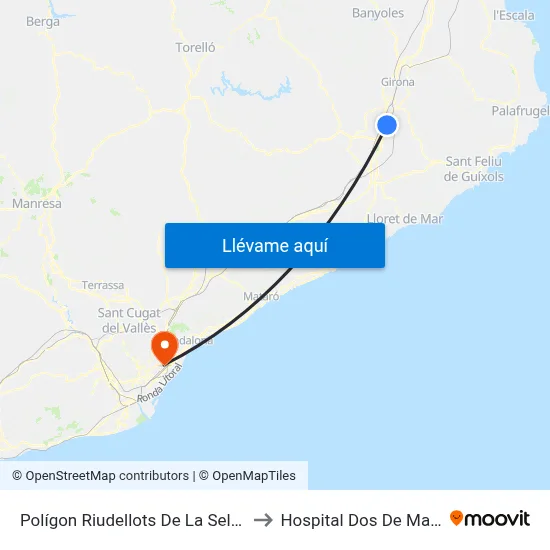 Polígon Riudellots De La Selva to Hospital Dos De Maig map