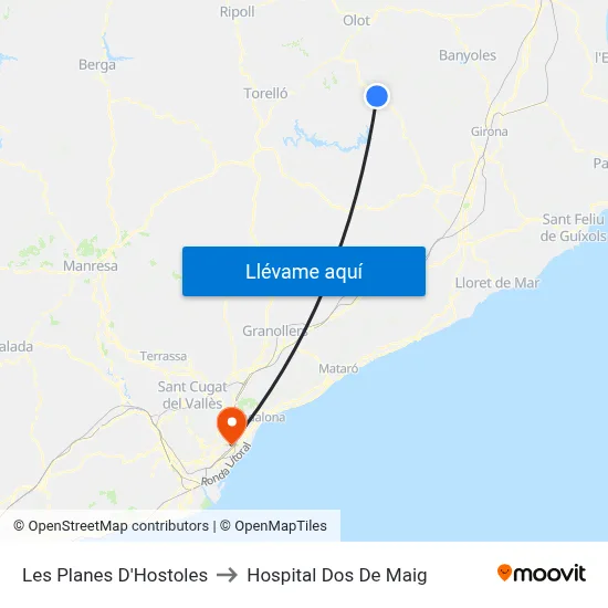 Les Planes D'Hostoles to Hospital Dos De Maig map