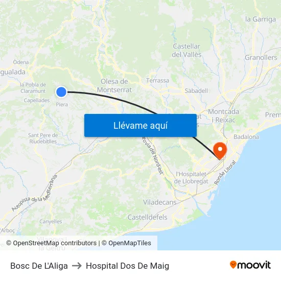 Bosc De L'Aliga to Hospital Dos De Maig map