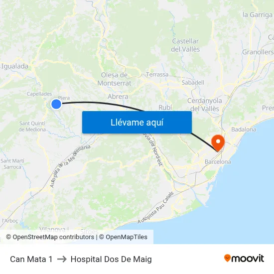 Can Mata 1 to Hospital Dos De Maig map
