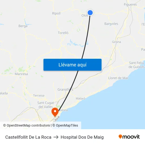 Castellfollit De La Roca to Hospital Dos De Maig map