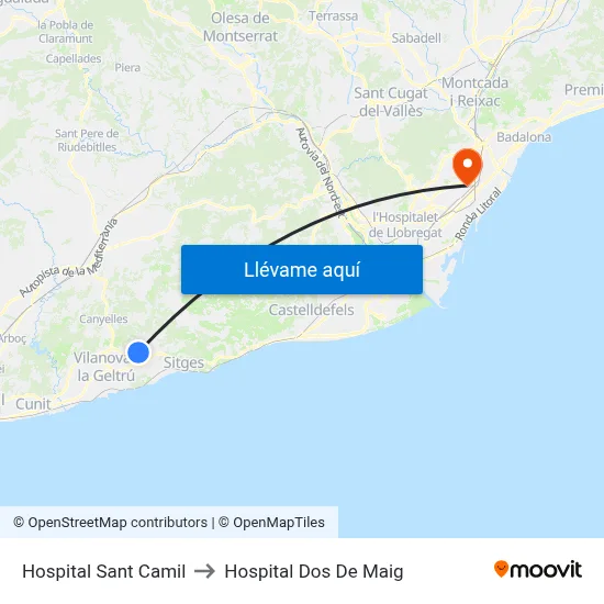 Hospital Sant Camil to Hospital Dos De Maig map