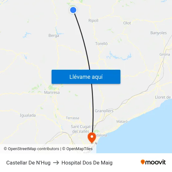 Castellar De N'Hug to Hospital Dos De Maig map