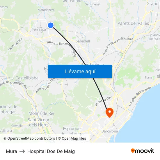 Mura to Hospital Dos De Maig map
