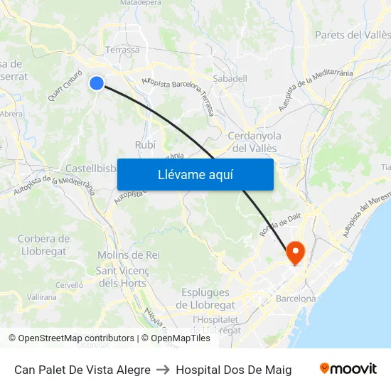Can Palet De Vista Alegre to Hospital Dos De Maig map