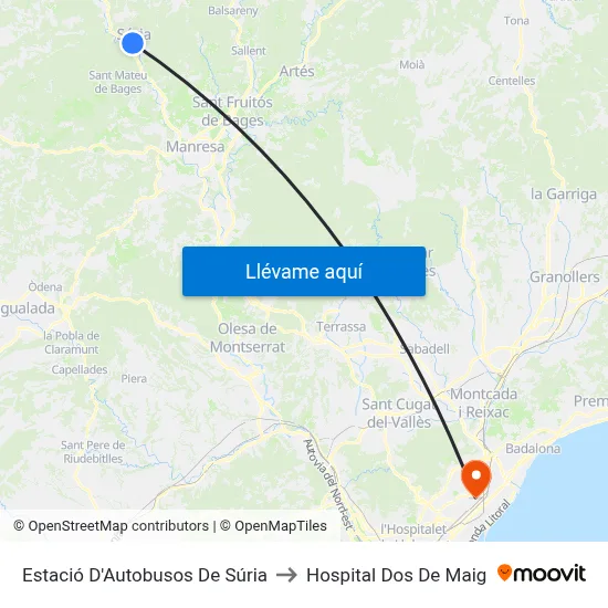 Estació D'Autobusos De Súria to Hospital Dos De Maig map