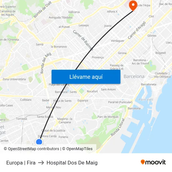 Europa | Fira to Hospital Dos De Maig map