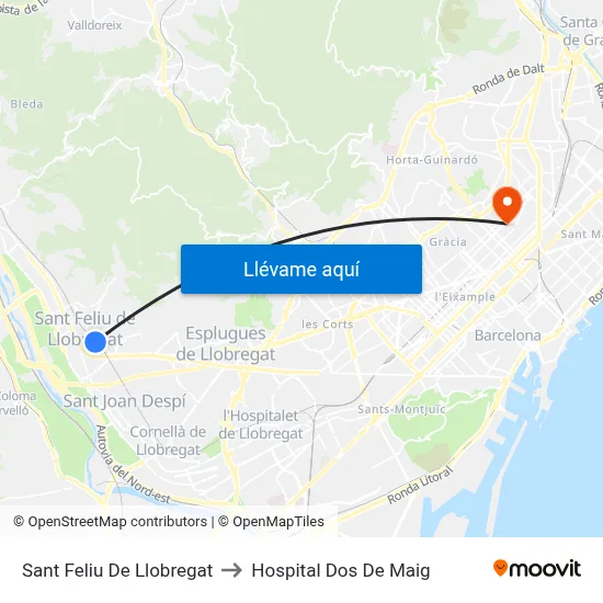 Sant Feliu De Llobregat to Hospital Dos De Maig map