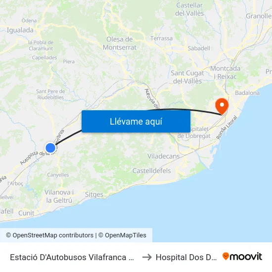 Estació D'Autobusos Vilafranca Del Penedès to Hospital Dos De Maig map