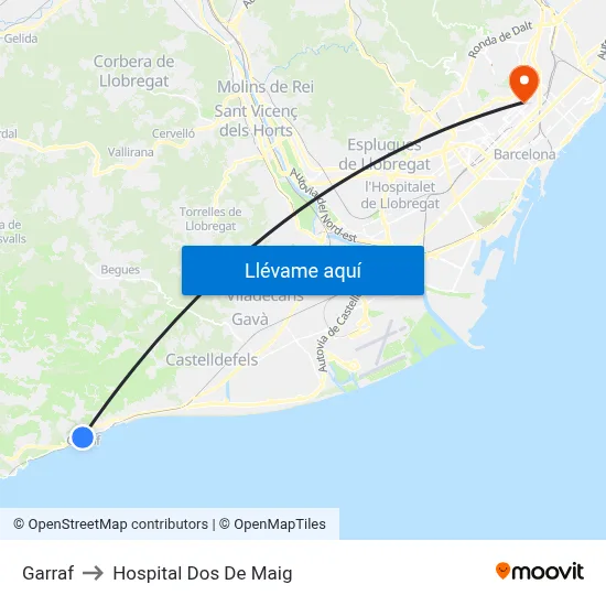 Garraf to Hospital Dos De Maig map