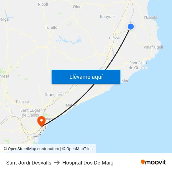 Sant Jordi Desvalls to Hospital Dos De Maig map
