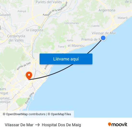 Vilassar De Mar to Hospital Dos De Maig map