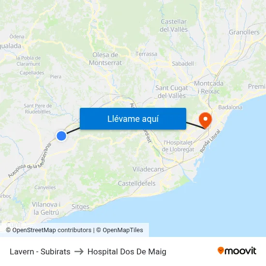 Lavern - Subirats to Hospital Dos De Maig map