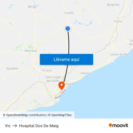 Vic to Hospital Dos De Maig map