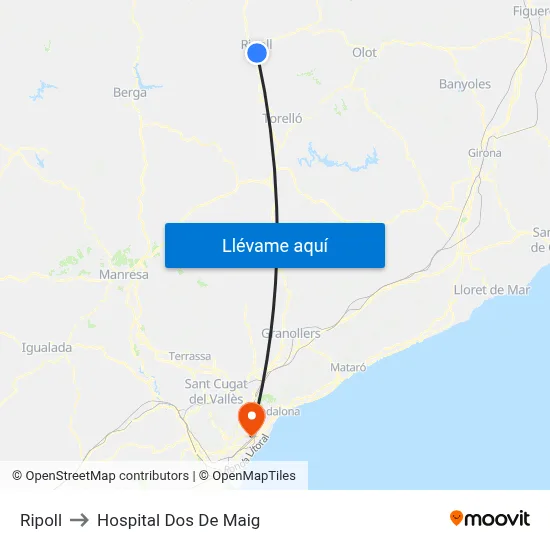 Ripoll to Hospital Dos De Maig map