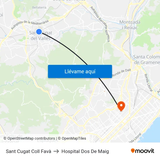 Sant Cugat Coll Favà to Hospital Dos De Maig map