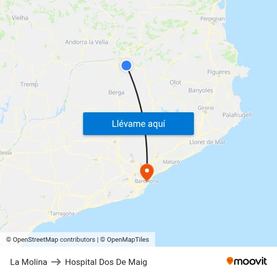 La Molina to Hospital Dos De Maig map
