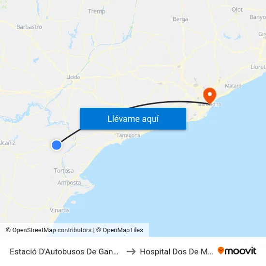 Estació D'Autobusos De Gandesa to Hospital Dos De Maig map