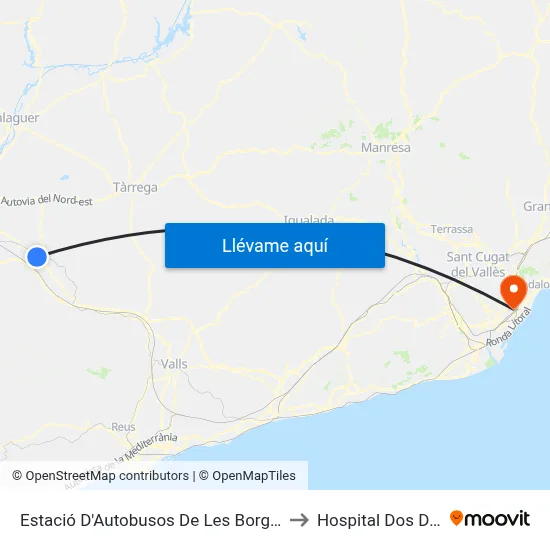 Estació D'Autobusos De Les Borges Blanques to Hospital Dos De Maig map
