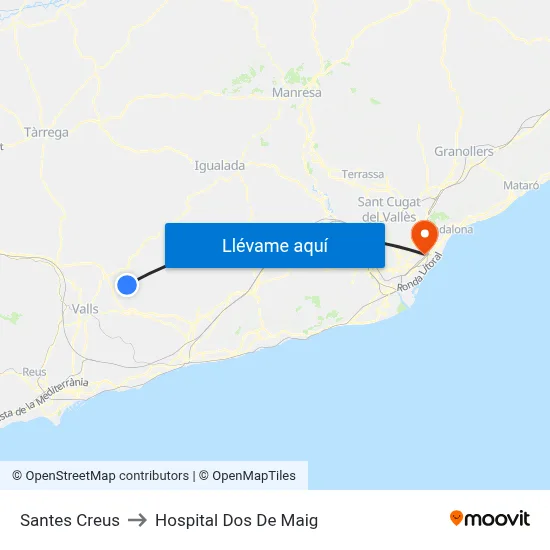 Santes Creus to Hospital Dos De Maig map