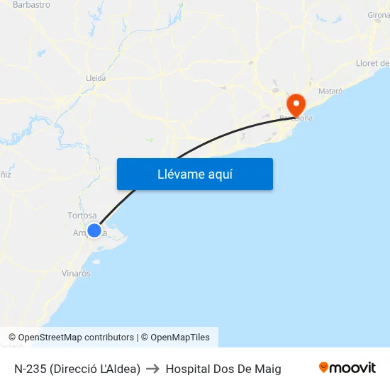 N-235 (Direcció L'Aldea) to Hospital Dos De Maig map