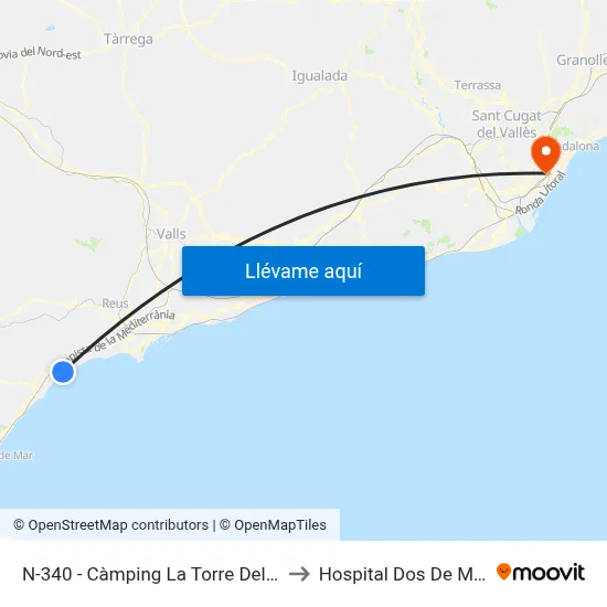 N-340 - Càmping La Torre Del Sol to Hospital Dos De Maig map