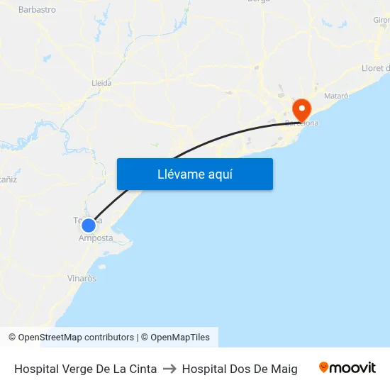 Hospital Verge De La Cinta to Hospital Dos De Maig map