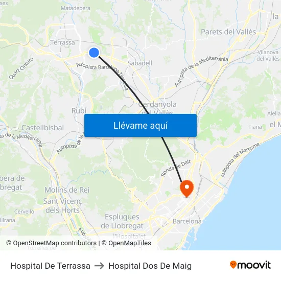 Hospital De Terrassa to Hospital Dos De Maig map