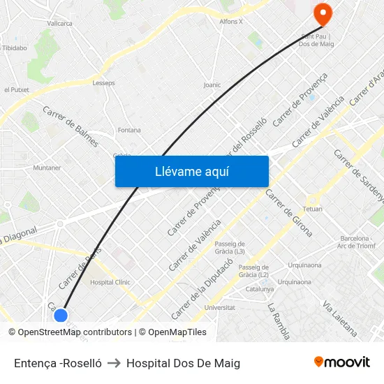 Entença -Roselló to Hospital Dos De Maig map