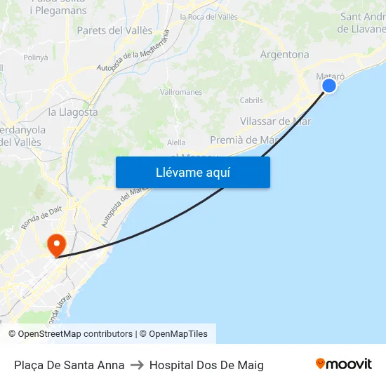 Plaça De Santa Anna to Hospital Dos De Maig map