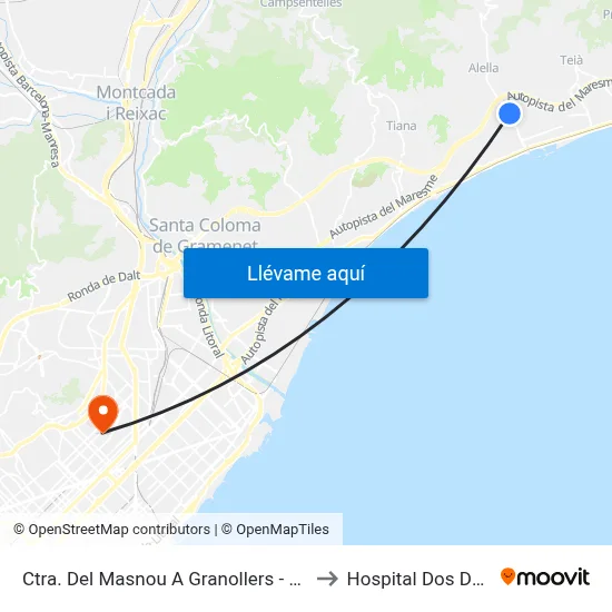 Ctra. Del Masnou A Granollers - Can Torras to Hospital Dos De Maig map