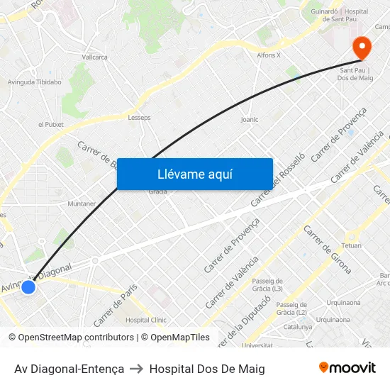 Av Diagonal-Entença to Hospital Dos De Maig map