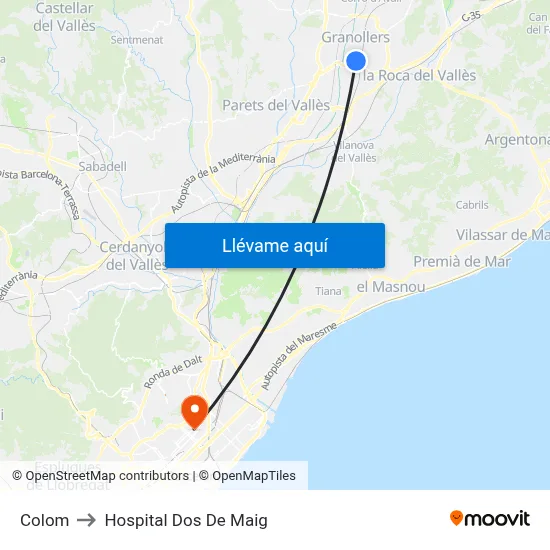 Colom to Hospital Dos De Maig map