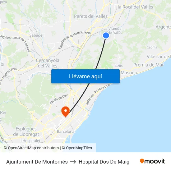 Ajuntament De Montornès to Hospital Dos De Maig map