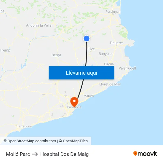 Molló Parc to Hospital Dos De Maig map