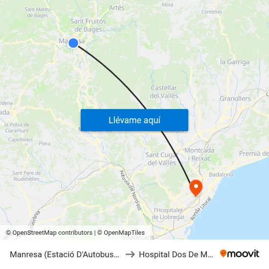 Manresa (Estació D'Autobusos) to Hospital Dos De Maig map