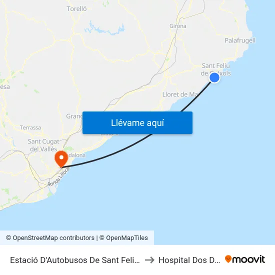 Estació D'Autobusos De Sant Feliu De Guíxols to Hospital Dos De Maig map