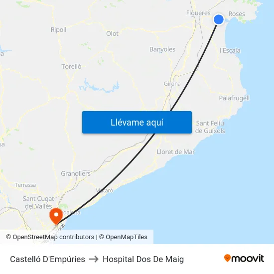 Castelló D'Empúries to Hospital Dos De Maig map