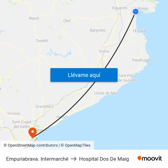 Empuriabrava. Intermarché to Hospital Dos De Maig map