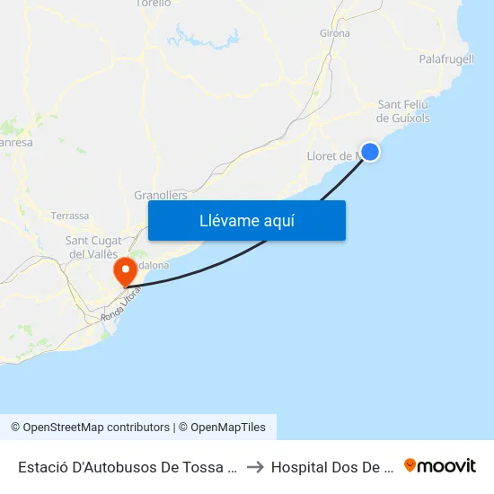 Estació D'Autobusos De Tossa De Mar to Hospital Dos De Maig map