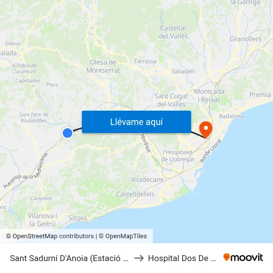 Sant Sadurní D'Anoia (Estació Renfe) to Hospital Dos De Maig map