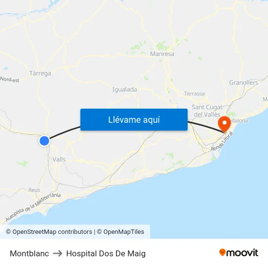 Montblanc to Hospital Dos De Maig map