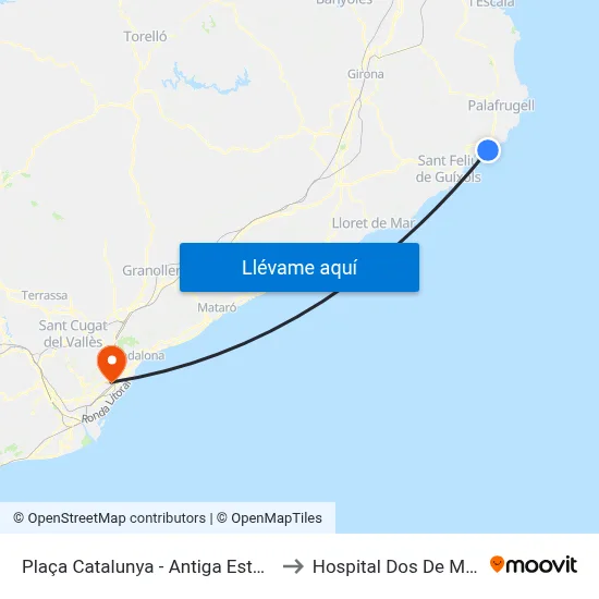 Plaça Catalunya - Antiga Estació to Hospital Dos De Maig map