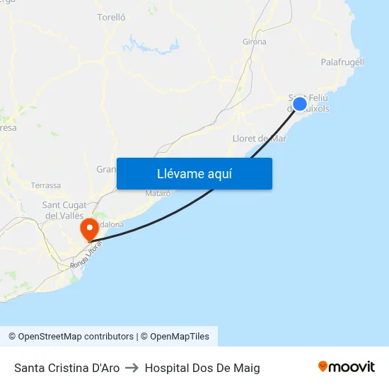 Santa Cristina D'Aro to Hospital Dos De Maig map