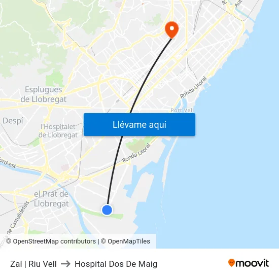 Zal | Riu Vell to Hospital Dos De Maig map
