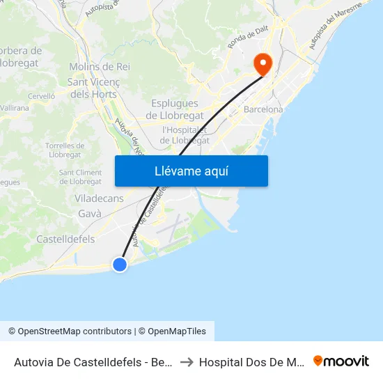 Autovia De Castelldefels - Begur to Hospital Dos De Maig map